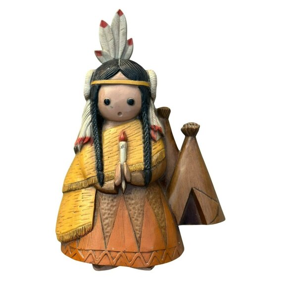 VTG 1981 Native American Indian Girl Teepee Retro Decor Burwood Wall Hanging - Picture 1 of 7